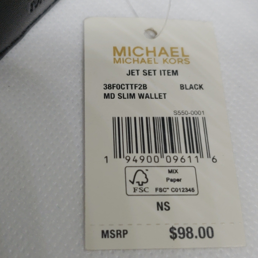 NWT Michael Kors black & gold signature MK Wallet_5